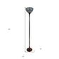 62" Brown And White Torchiere Floor Lamp With White Peacock Feather Glass Dome Shade