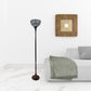 62" Brown And White Torchiere Floor Lamp With White Peacock Feather Glass Dome Shade