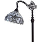 62" Brown And White Torchiere Floor Lamp With White Flowers Glass Dome Shade