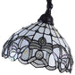 62" Brown And White Torchiere Floor Lamp With White Flowers Glass Dome Shade
