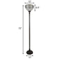 72" Brown And White Torchiere Floor Lamp With White Flowers Glass Dome Shade