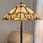 62" Beige Two Light Floor Lamp With Brown And White Glass Cone Shade
