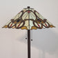 62" Beige Two Light Floor Lamp With Brown And White Glass Cone Shade