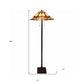 62" Beige Two Light Floor Lamp With Brown And White Glass Cone Shade