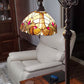 62" Beige Torchiere Floor Lamp With Brown And White Flowers Glass Dome Shade