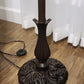 62" Beige Torchiere Floor Lamp With Brown And White Flowers Glass Dome Shade
