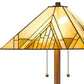 62" Brown Two Light Beige And Brown Geometric Stained Glass Floor Lamp