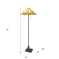62" Brown Two Light Beige And Brown Geometric Stained Glass Floor Lamp