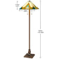 62" Two Light Tiffany Style Floor Lamp With Amber Blue And Green Stained Glass Shade