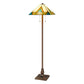 62" Two Light Tiffany Style Floor Lamp With Amber Blue And Green Stained Glass Shade