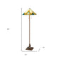62" Two Light Tiffany Style Floor Lamp With Amber Blue And Green Stained Glass Shade