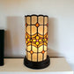 11" Brown and Beige Mosaic Tile Stained Glass Accent Lamp