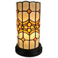 11" Brown and Beige Mosaic Tile Stained Glass Accent Lamp