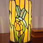 11" Beige and Green Dragonfly Stained Glass Accent Lamp
