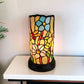 10" Red and Beige Dragonfly Stained Glass Accent Lamp