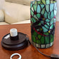 11" Green and Pink Dragonfly Stained Glass Accent Lamp
