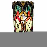 11" Beige and Orange Mosaic Tile Stained Glass Accent Lamp