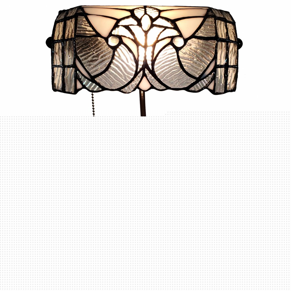 16" Dark Brown Table Lamp With White and Silver Shade