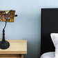 19" Dark Brown Candlestick Table Lamp With Beige Dome Shade