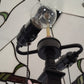 22" Dark Brown Metal Two Light Candlestick Table Lamp With Ivory Shade