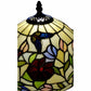 19" Dark Brown Metal Candlestick Table Lamp With Red and Black Dome Shade