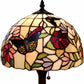 19" Dark Brown Metal Candlestick Table Lamp With Red and Black Dome Shade