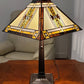 22" Dark Brown Metal Two Light Candlestick Table Lamp With Beige Shade