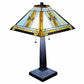 22" Dark Brown Metal Two Light Candlestick Table Lamp With Beige Shade