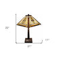 22" Dark Brown Metal Two Light Candlestick Table Lamp With Beige Shade
