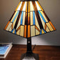 15" Dark Brown Metal Candlestick Table Lamp With Orange and Ivory Empire Shade