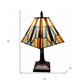 15" Dark Brown Metal Candlestick Table Lamp With Orange and Ivory Empire Shade