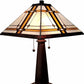 22" Dark Brown Metal Two Light Candlestick Table Lamp With Beige Shade