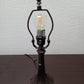 15" Dark Brown Metal Candlestick Table Lamp With Blue Dome Shade