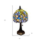 15" Dark Brown Metal Candlestick Table Lamp With Blue Dome Shade