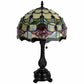 19" Dark Brown Metal Candlestick Table Lamp With Orange Dome Shade