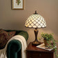 19" Dark Brown Metal Candlestick Table Lamp With White Dome Shade
