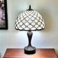 19" Dark Brown Metal Candlestick Table Lamp With White Dome Shade