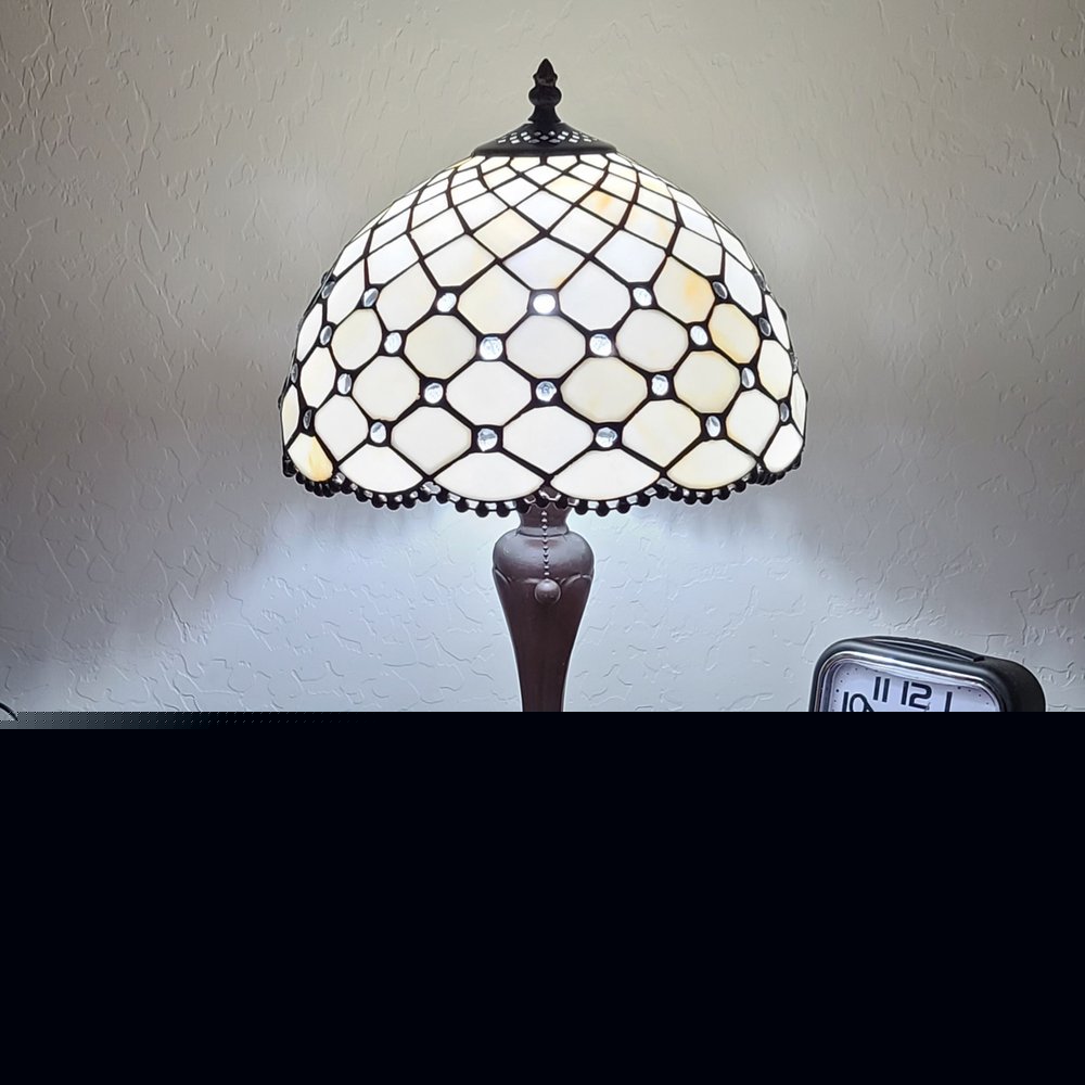 19" Dark Brown Metal Candlestick Table Lamp With White Dome Shade