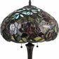 24" Dark Brown Metal Two Light Candlestick Table Lamp With Red Dome Shade