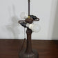 24" Dark Brown Metal Two Light Candlestick Table Lamp With Dark Brown Shade