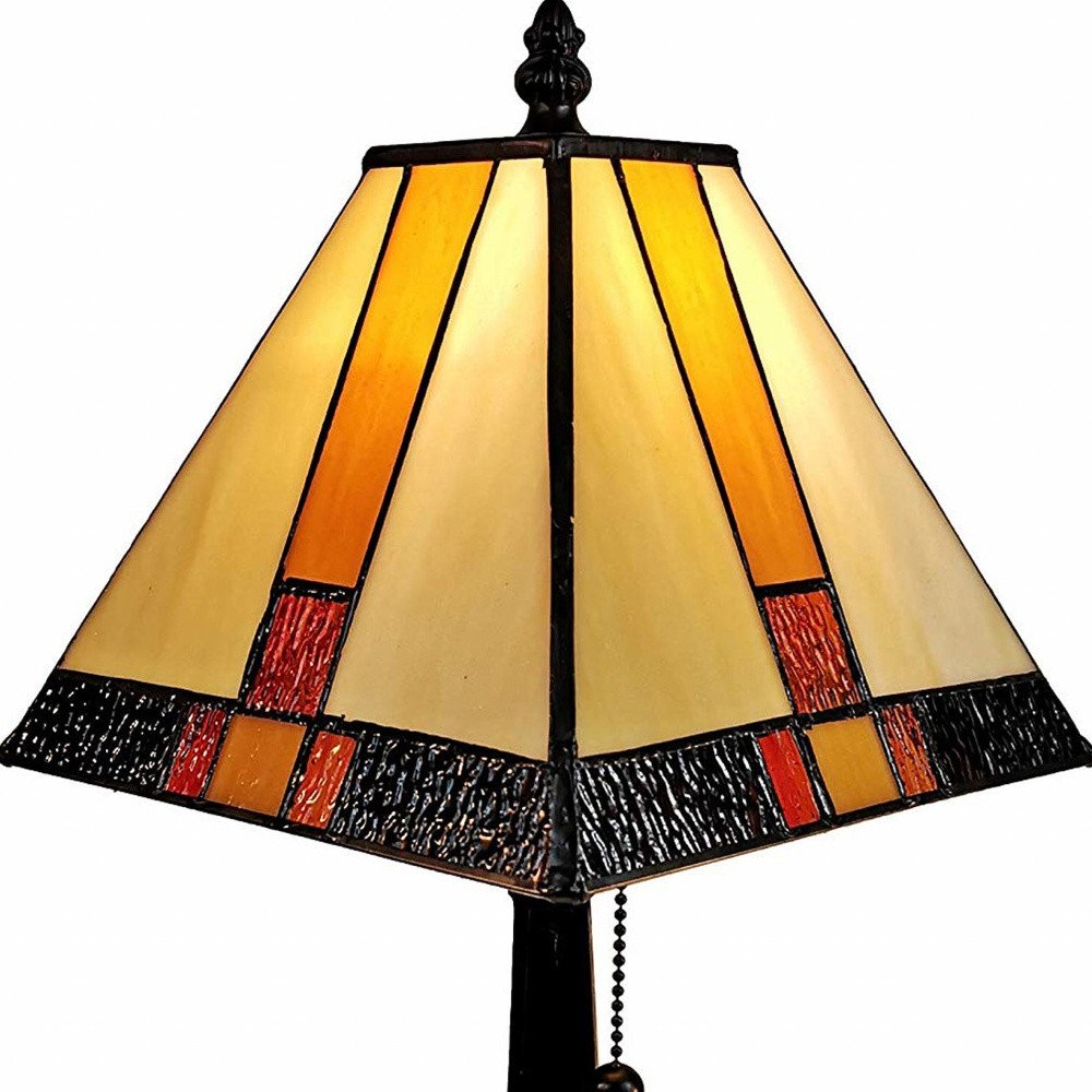 15" Dark Brown Metal Candlestick Table Lamp With Beige Empire Shade