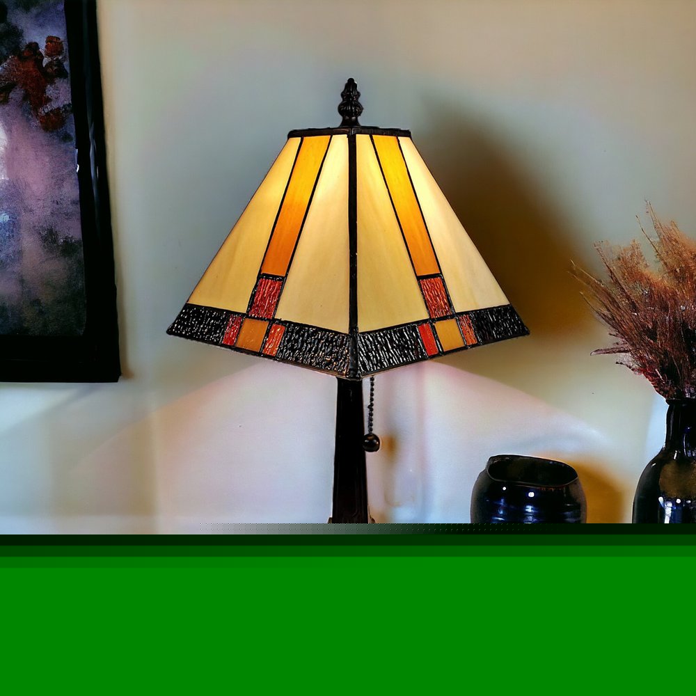 15" Dark Brown Metal Candlestick Table Lamp With Beige Empire Shade