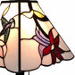 15" Dark Brown Candlestick Table Lamp With Ivory and Red Birds Novelty Shade