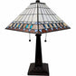 22" Dark Brown Metal Two Light Candlestick Table Lamp With Off White Empire Shade