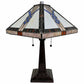 22" Dark Brown Metal Two Light Candlestick Table Lamp With Off White Empire Shade