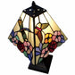 15" Dark Brown Metal Candlestick Table Lamp With Pink and Black Empire Shade