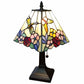 15" Dark Brown Metal Candlestick Table Lamp With Pink and Black Empire Shade