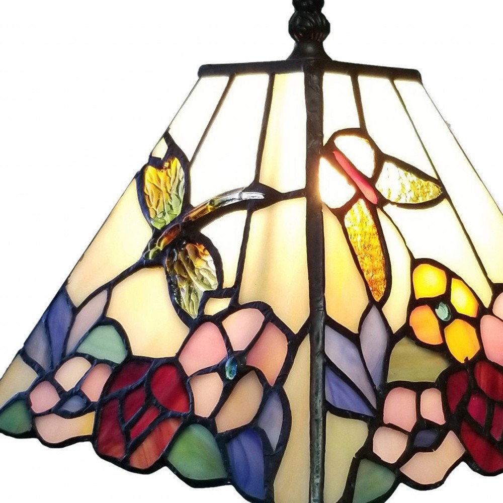 15" Dark Brown Metal Candlestick Table Lamp With Pink and Black Empire Shade