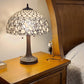 23" Dark Brown Metal Two Light Candlestick Table Lamp With White Shade