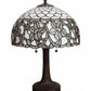 23" Dark Brown Metal Two Light Candlestick Table Lamp With White Shade